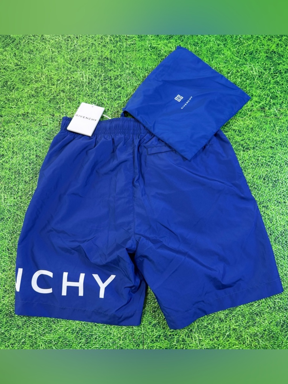 GIVENCHY Men's Long Logo Swim Shorts Ocean Blue New With Tags Size Small